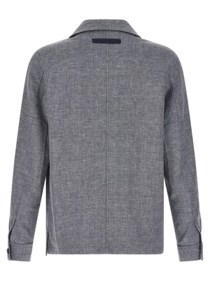 ZEGNA Blaue Leinenbluse