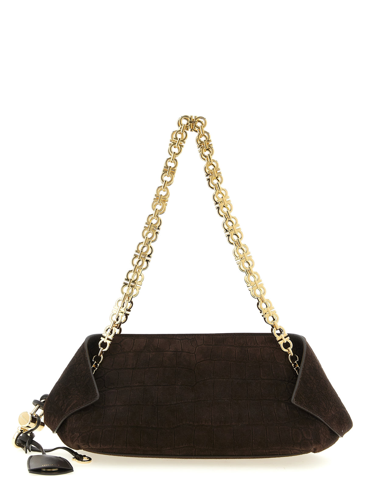 Ferragamo Braune Ziegenleder-Schultertasche
