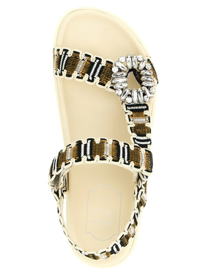 Roger Vivier Mehrfarbige flache Sandalen aus Polyester