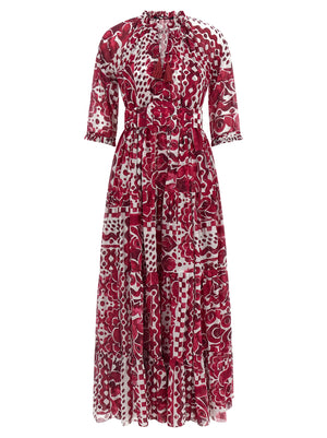 SAMANTHA SUNG Langes Fuchsia-Kleid aus Baumwolle