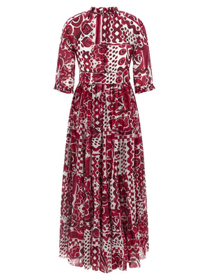 SAMANTHA SUNG Langes Fuchsia-Kleid aus Baumwolle