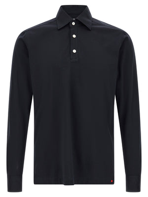 Kiton Blaues Baumwoll-Polohemd