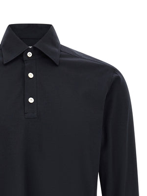 Kiton Blaues Baumwoll-Polohemd
