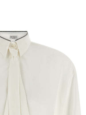 Brunello Cucinelli Seidenbluse in Weiß