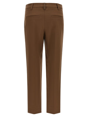 Brunello Cucinelli Braune Baumwoll-Cropped-Hose