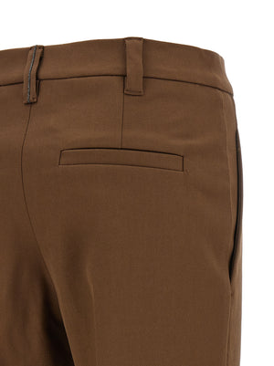 Brunello Cucinelli Braune Baumwoll-Cropped-Hose