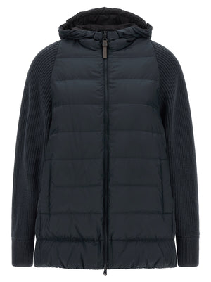 Brunello Cucinelli Blaue Polyester-Jacke in voller Länge