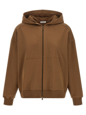 Brunello Cucinelli Brauner Baumwoll-Kapuzenpullover
