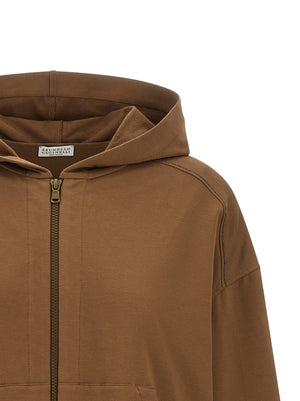 Brunello Cucinelli Brauner Baumwoll-Kapuzenpullover
