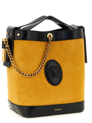 Versace Zweifarbige Schultertasche aus Kalbsleder