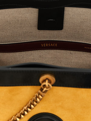 Versace Zweifarbige Schultertasche aus Kalbsleder