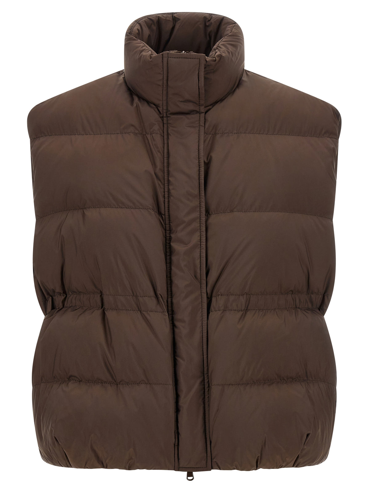 Brunello Cucinelli Braune ärmellose Jacke aus Polyester