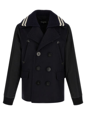 Dsquared² Blauer Wollmantel