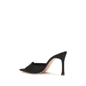 Amina Muaddi Schwarze Stilettosandalen aus Seide