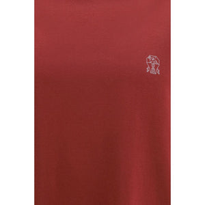 Brunello Cucinelli Bordeaux Baumwoll-T-Shirt