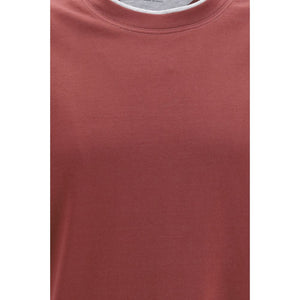 Brunello Cucinelli Bordeaux Baumwoll-T-Shirt