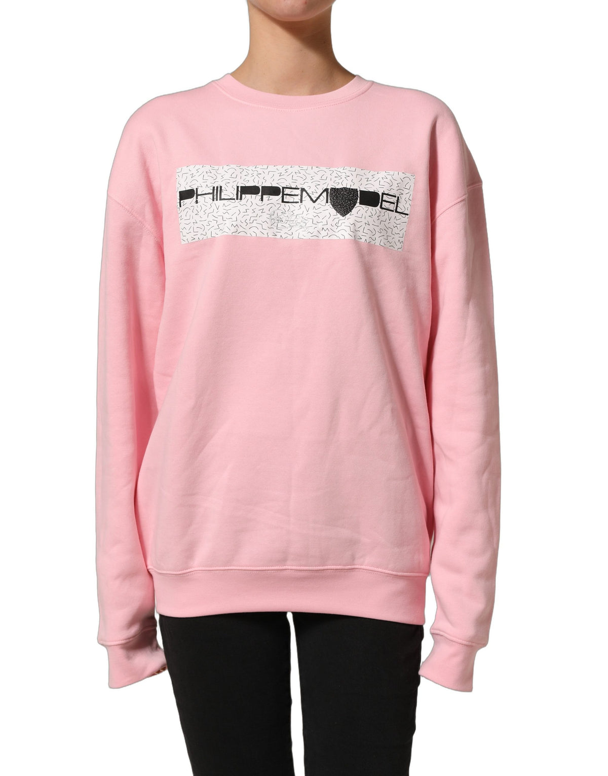 Philippe Model Rosa Baumwoll-Logo Pullover mit langen Ärmeln