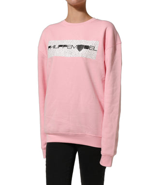 Philippe Model Rosa Baumwoll-Logo Pullover mit langen Ärmeln