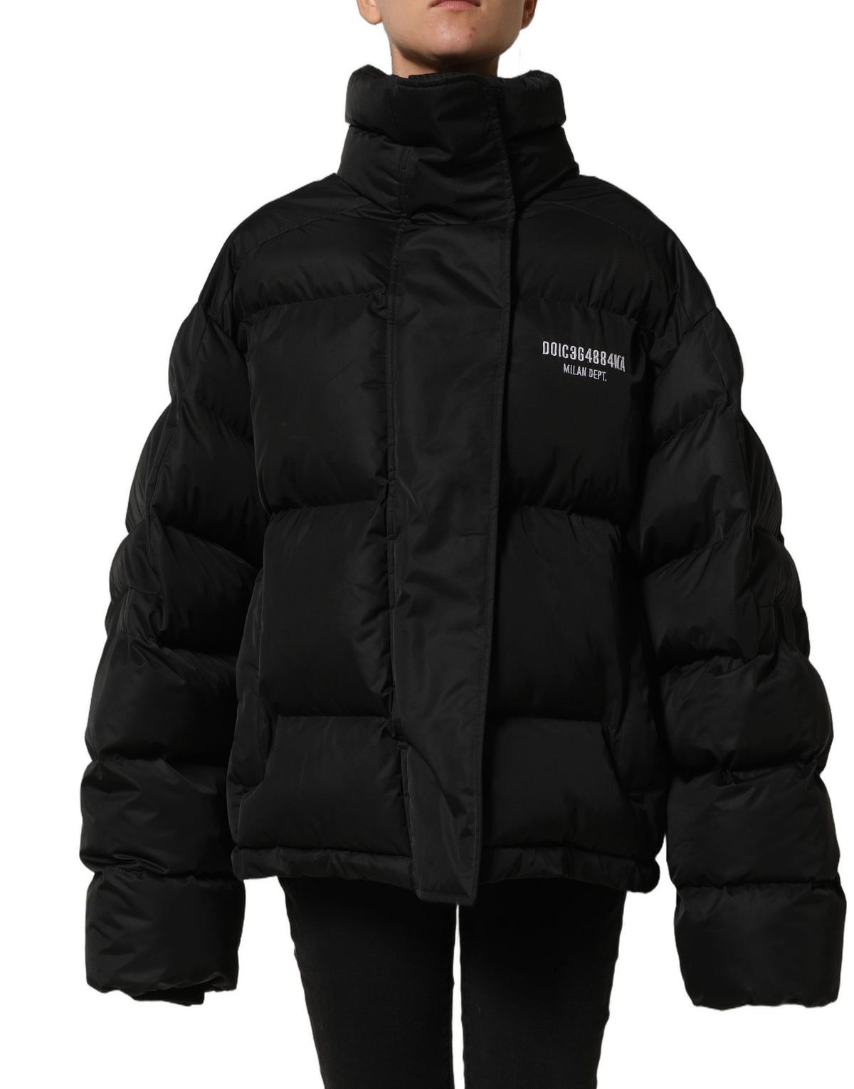 Dolce & Gabbana Schwarze DGVIB3 Bestickte Gepolsterte Pufferjacke