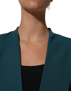 CO|TE Dunkelgrüner beigefarbener Polyester-Übergangsmantel Damen-Blazerjacke