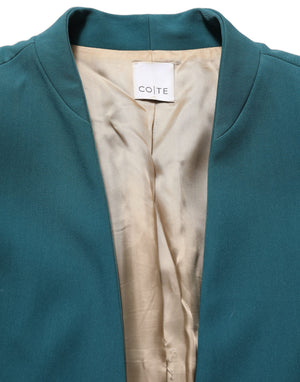 CO|TE Dunkelgrüner beigefarbener Polyester-Übergangsmantel Damen-Blazerjacke