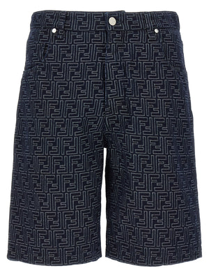 Fendi Blaue Baumwoll-Bermudashorts