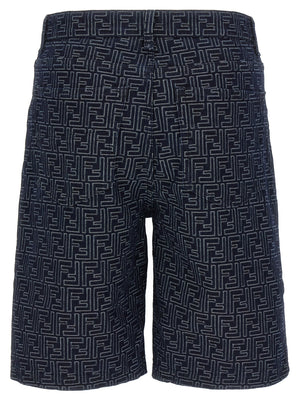 Fendi Blaue Baumwoll-Bermudashorts