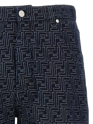Fendi Blaue Baumwoll-Bermudashorts