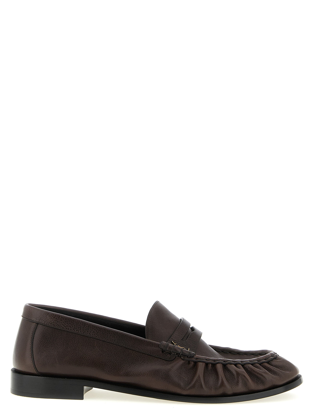 Saint Laurent Braune Kalbsleder-Slipper