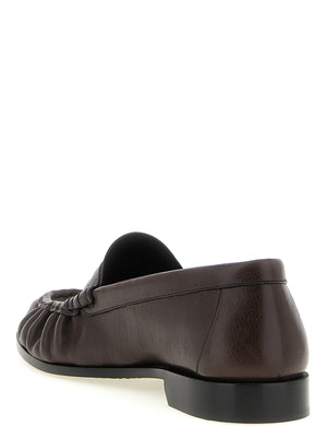 Saint Laurent Braune Kalbsleder-Slipper