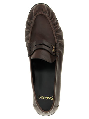 Saint Laurent Braune Kalbsleder-Slipper