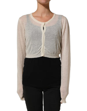 Ermanno Scervino Weißer Strick-Cardigan aus Wolle, Cropped