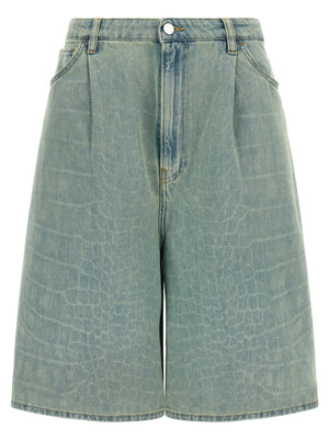 NUDE Blaue Baumwoll-Bermudashorts