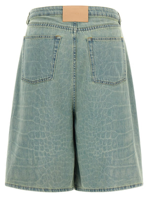 NUDE Blaue Baumwoll-Bermudashorts