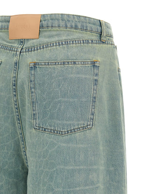 NUDE Blaue Baumwoll-Bermudashorts