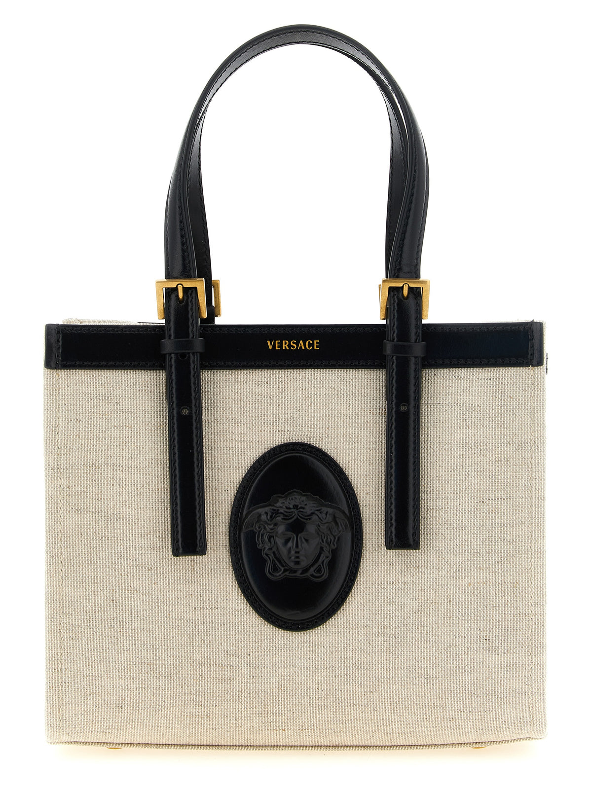 Versace Beige Leinen-Tragetasche