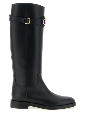 Valentino Garavani Schwarzes Kalbsleder Over-the-Knee