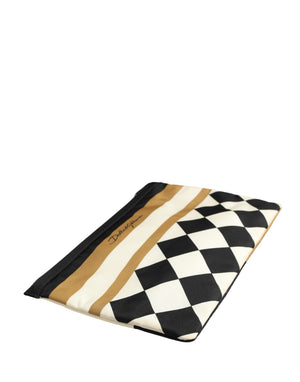 Dolce & Gabbana Multicolor Karierter Logo-Print Nylon Clutch Tasche