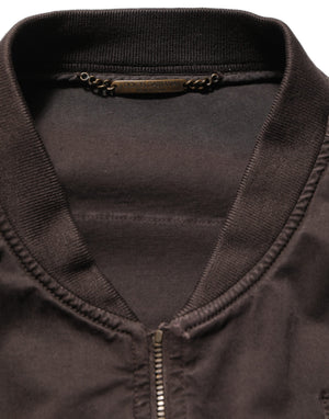 Dolce & Gabbana Braune Baumwoll-Bomberjacke mit durchgehendem Reißverschluss für Herren