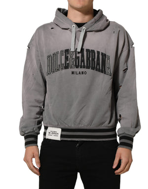 Dolce & Gabbana Grauer Grafik-Kapuzenpullover Herren Pullover