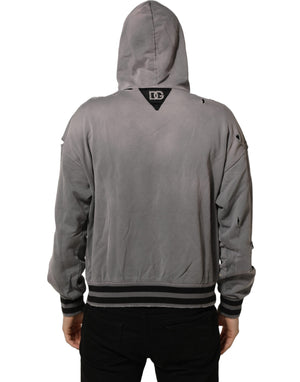 Dolce & Gabbana Grauer Grafik-Kapuzenpullover Herren Pullover