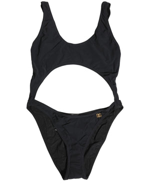 Dolce & Gabbana Schwarzer Badeanzug mit Cut-Out und Logo