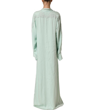 Dolce & Gabbana Abaya-Maxikleid aus Seide in Mintgrün mit Spitzendetails