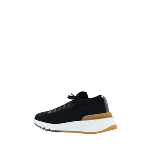Brunello Cucinelli Schwarze Low-Top-Sneaker aus Baumwolle