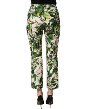 Dolce & Gabbana Weiße Cropped Hose mit Blumenprint
