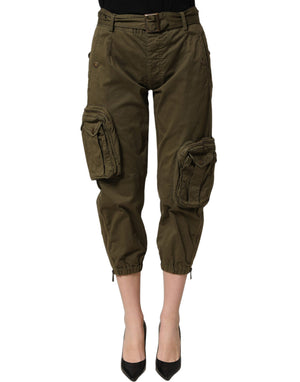 Dolce & Gabbana Olive Green High Waist Cargo Trouser Pants