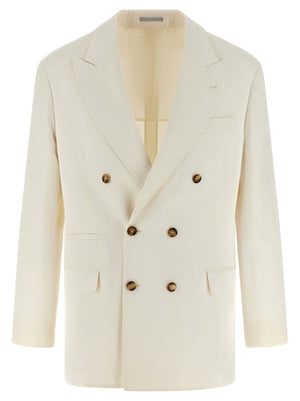 Brunello Cucinelli Weißer Seidenblazer