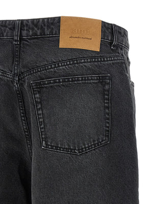 Ami Paris Schwarze Baumwoll-Bermudashorts