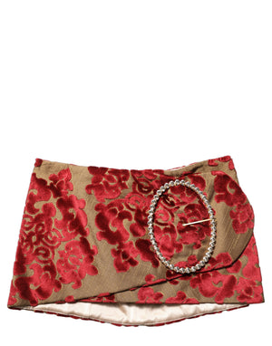 Dolce & Gabbana Minirock aus bordeauxrotem Blumenjacquard mit Strasssteinen