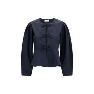 Ganni Schwarze Baumwollbluse